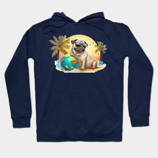 Cute Pug Dog Beach Bum All Over Tote Bag Hoodie